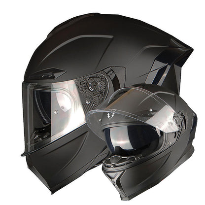 Motorcycle Helmet Full-Face Dual-Visor Shell with Clear Outer Shield, Smoked Inner Visor, Nine Colors and S-XL Sizes