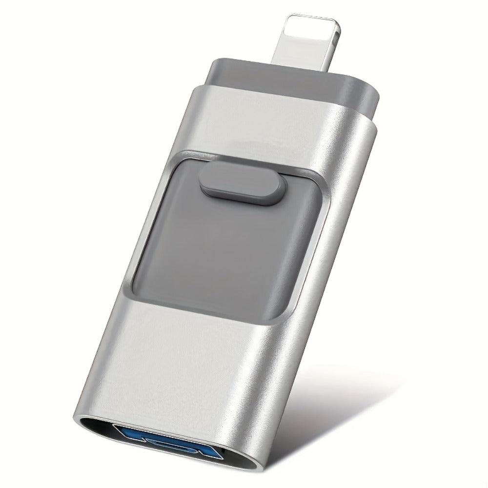 USB Flash Drive 4-in-1 USB 3.0 Multi-Port Memory Stick with 128GB or 256GB Capacity and Sliding Connector Design