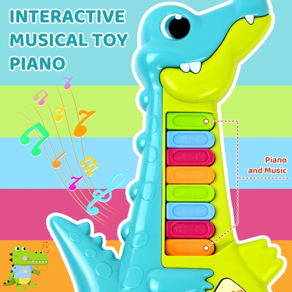 Educational Piano Guitar Toy for Toddlers 1-2 Years, Baby Musical Toy with Animal Sounds & Lights