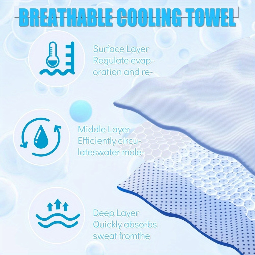 Neck Cooling Towels 8-Pack – Soft Breathable Sport Towels for Neck & Face with Carabiner Clips & Carry Bag
