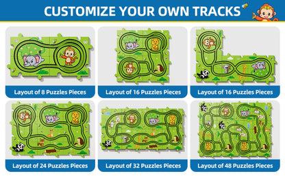 Jigsaw Puzzle Race Track Car Set Toy for Boys Kids, 39 56 73 PCS Flexible Building Track with Toy Cars