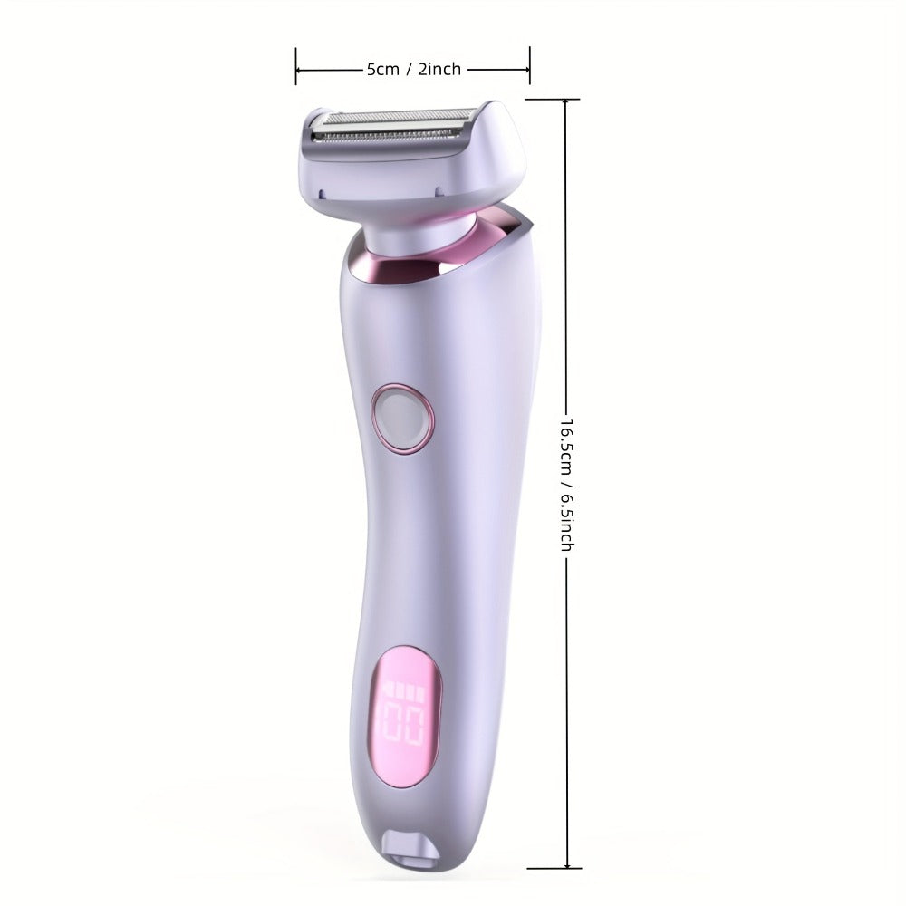 Electric Shaver Bikini Razor with Stainless Steel Blade, Rechargeable Power and Waterproof Wet/Dry Use in Purple