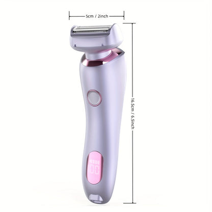 Electric Shaver Bikini Razor with Stainless Steel Blade, Rechargeable Power and Waterproof Wet/Dry Use in Purple