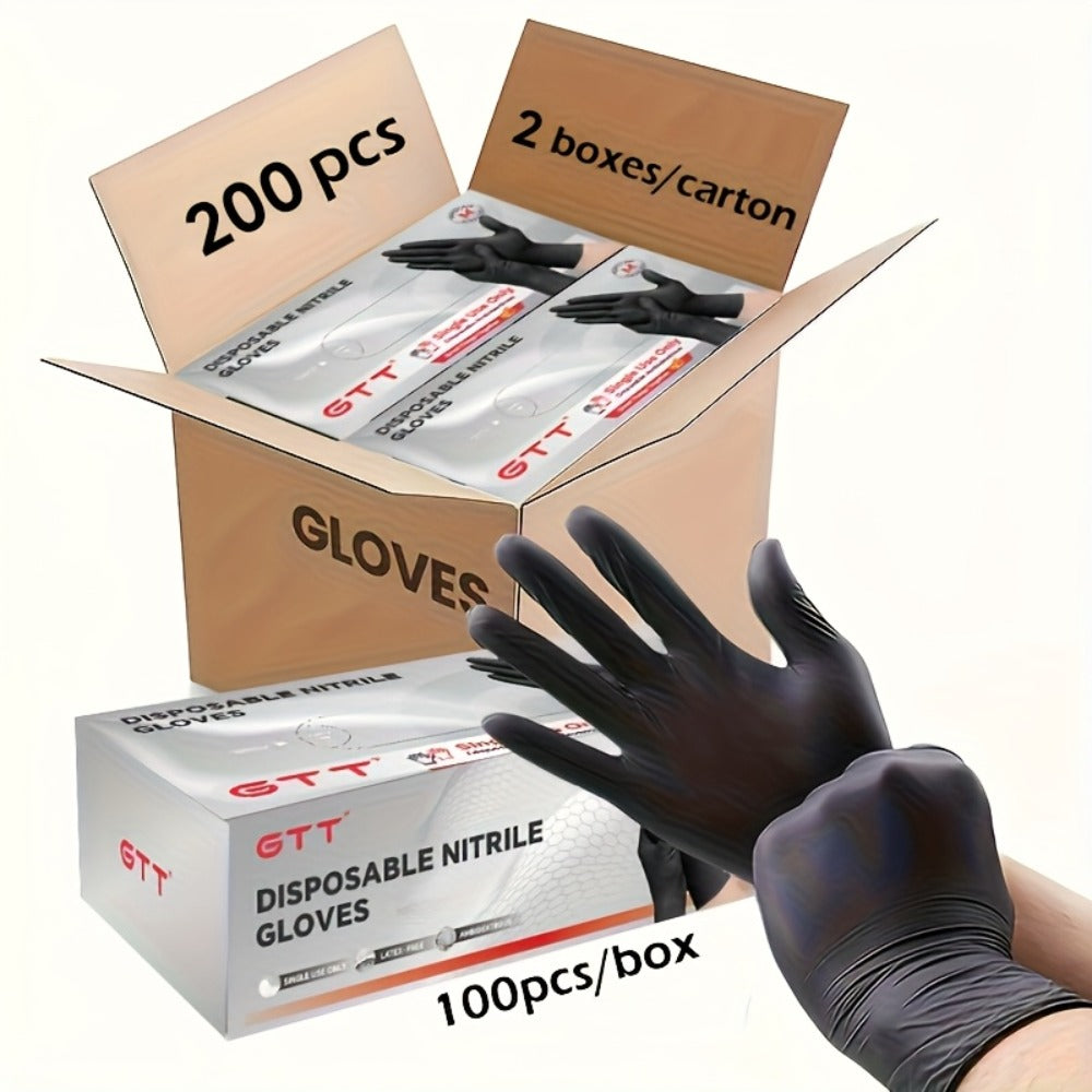 Nitrile Disposable Gloves 200 Count, Black Latex-Free Powder-Free Exam Gloves, Touchscreen Compatible
