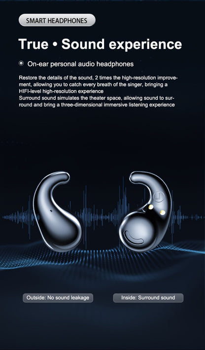 Heart-Shaped Bluetooth 5.4 Sleep Earbuds with Digital Charging Case in Black, White or Khaki