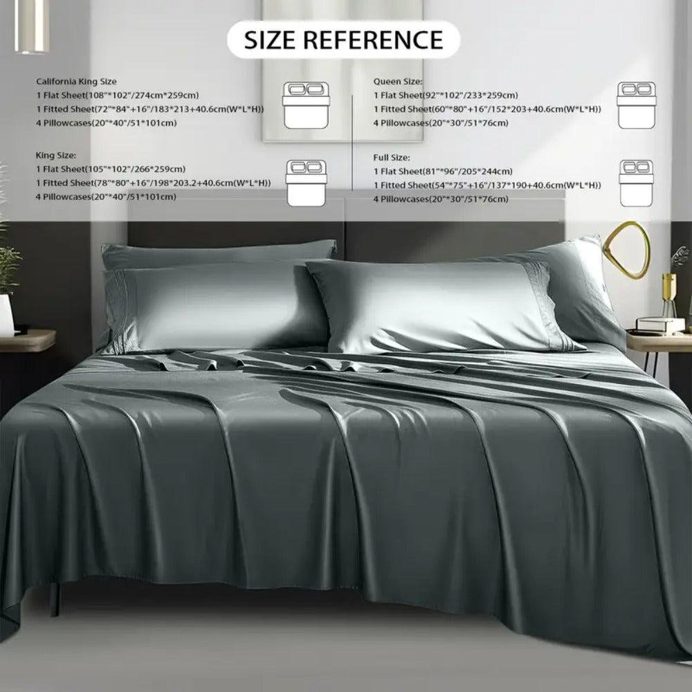 Bed Sheet Set 4-Piece 2200TC Bamboo Blend with Four Bed Sizes and Eleven Solid Color Options
