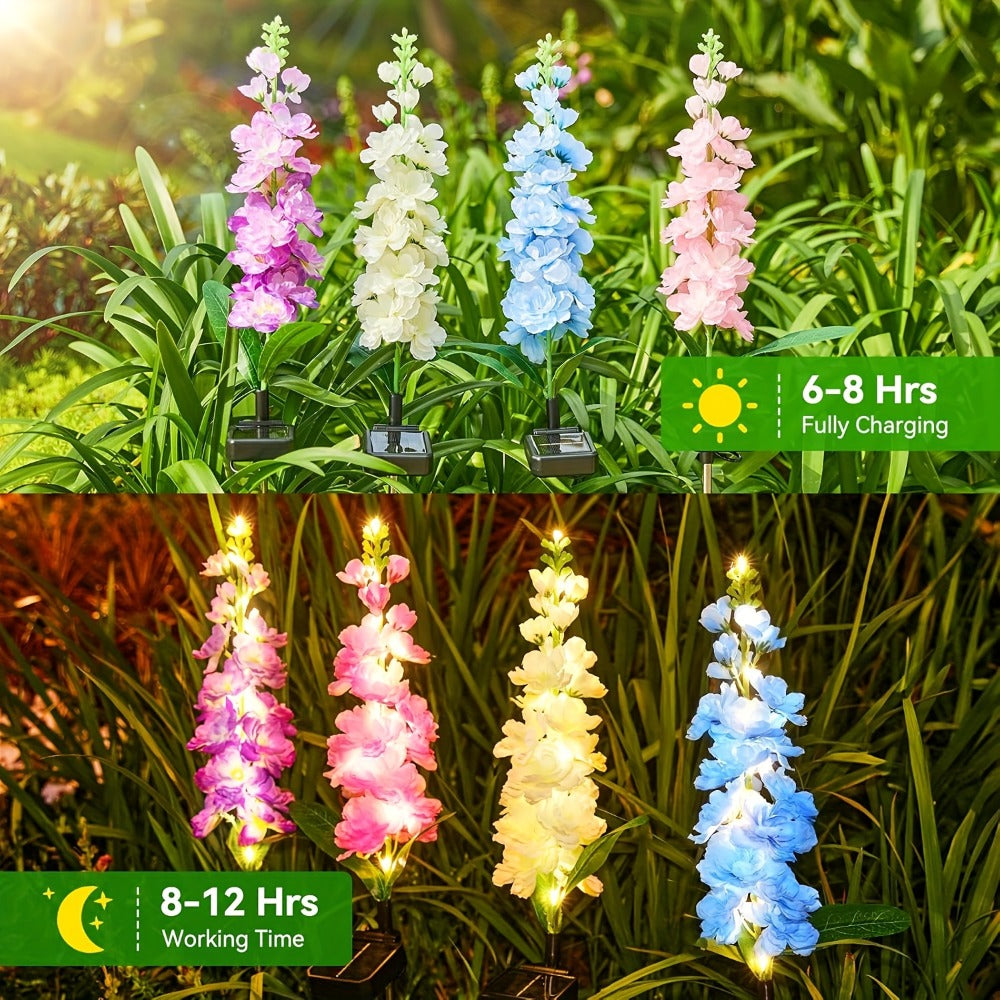 Solar Garden Lights 2-Pack Delphinium Flower Stakes, 27 Inch, 36 LEDs and 600mAh Battery Set