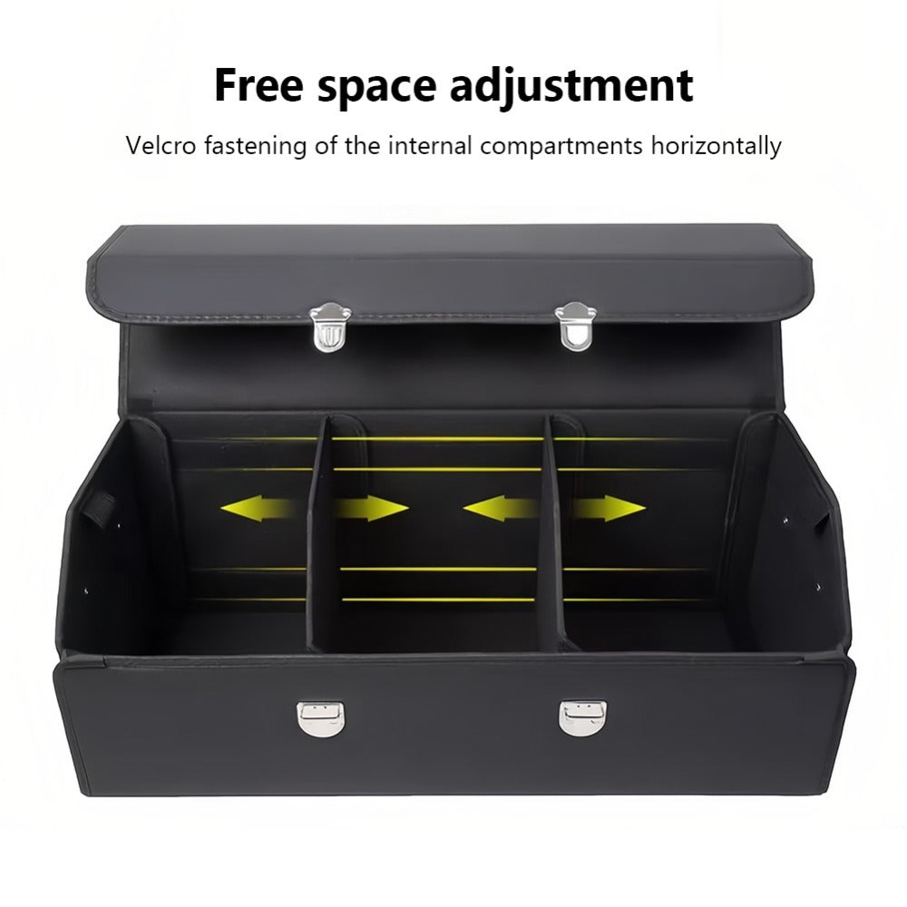 PU Leather Car Organizer Box Foldable Multi-Compartment – Large Capacity Storage for SUV, Truck, Camper & Car Interior