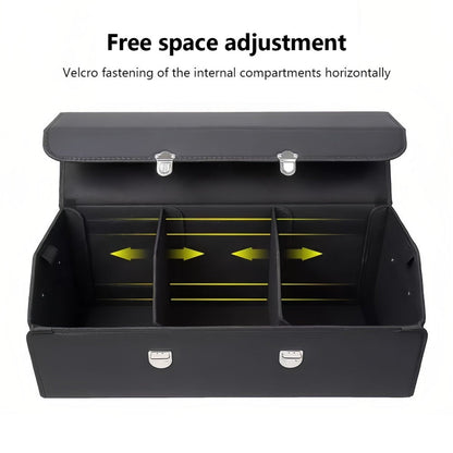 PU Leather Car Organizer Box Foldable Multi-Compartment – Large Capacity Storage for SUV, Truck, Camper & Car Interior