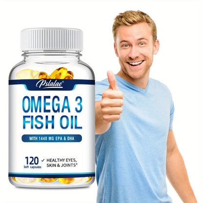 Triple Strength Omega-3 Fish Oil Softgels 120 Capsules with High-Potency EPA & DHA, Heart, Brain