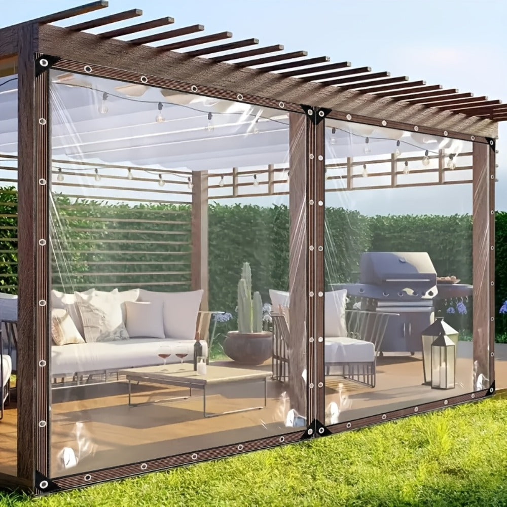 Clear Tarp Transparent PE Tarpaulin with Grommets, Rainproof Cover for Porch Canopy Henhouse Plant Camping & Outdoor Garden