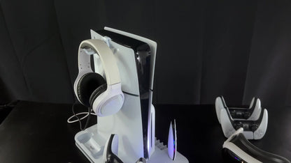 PS5 Cooling Station with USB Hub & Dual Controller Charging Dock for PS5/Slim/Pro, PlayStation 5 Stand Cooler with 3 USB Hubs