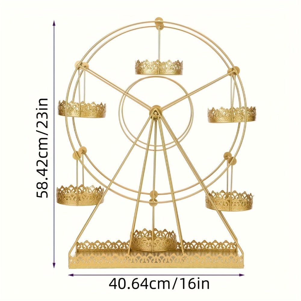 Cake Stand Pedestals Set of 3, Golden Metal Geometric Stackable Dessert Display with Square Plastic Top