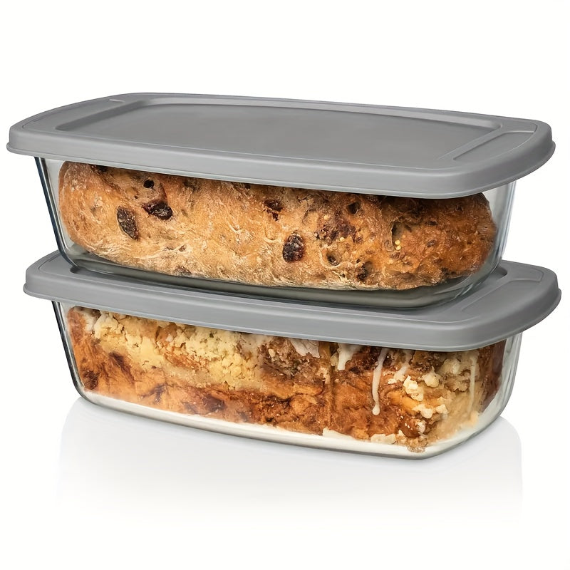 Glass Baking Dish with Lid, 1.9 Qt Rectangular Glass Loaf Pan with Handles, Oven & Airtight Food Storage Container