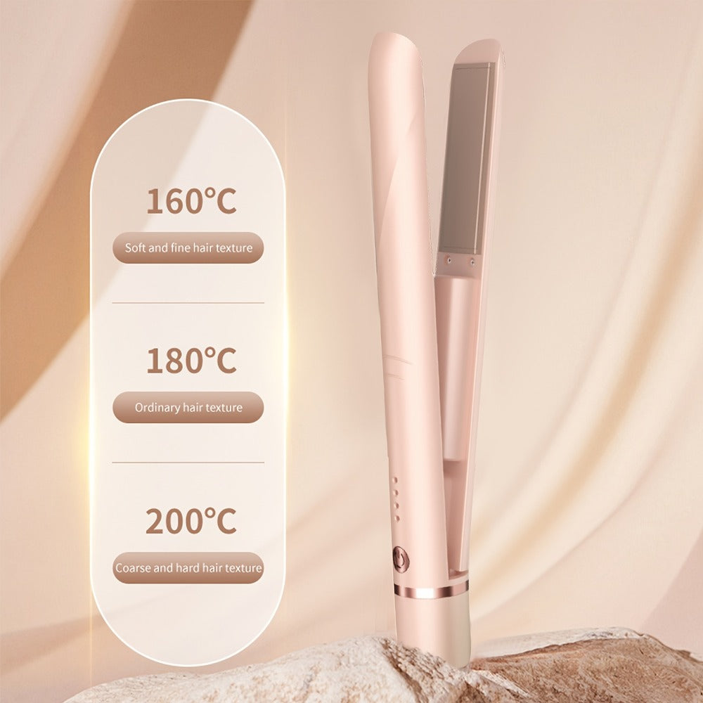 Wireless Hair Straightener and Curling Iron 2-in-1 Ceramic Cordless Hair Styler USB-C for Home, Travel and Salon Hair Styling