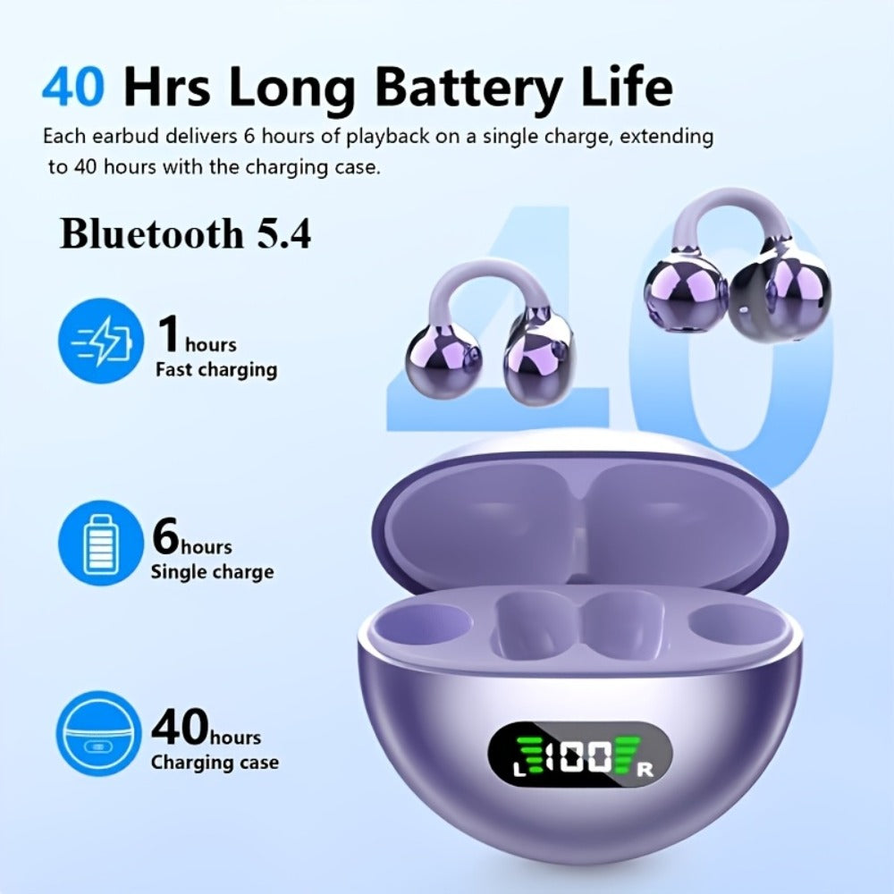 Open-Ear Clip Earphones Bluetooth 5.4 Wireless Earbuds for Glasses Wearers Small Ears Low Latency for an Everyday Personal Care Routine