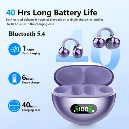 Open-Ear Clip Earphones Bluetooth 5.4 Wireless Earbuds for Glasses Wearers Small Ears Low Latency for an Everyday Personal Care Routine