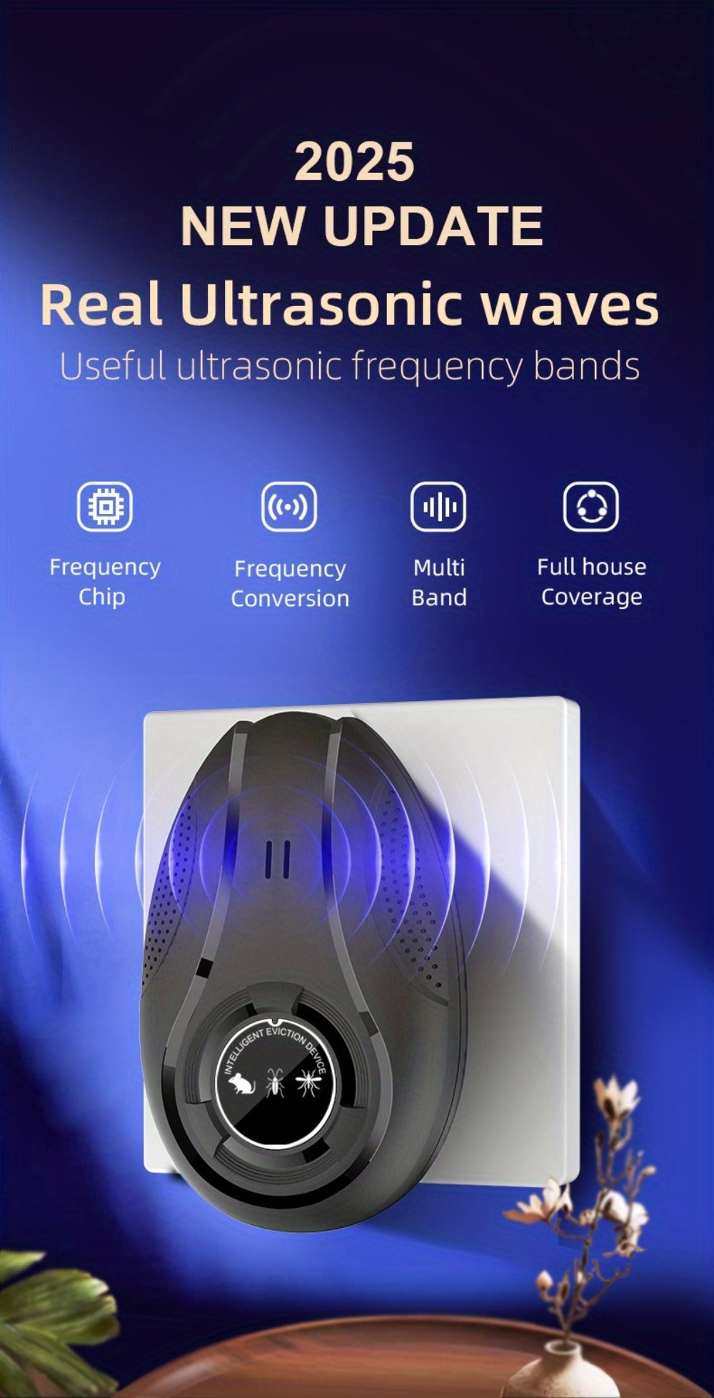 Ultrasonic Pest Repeller for Home Indoor, Plug-In Electronic Mosquito Cockroach Mouse Ant Spider Device for House Office Warehouse