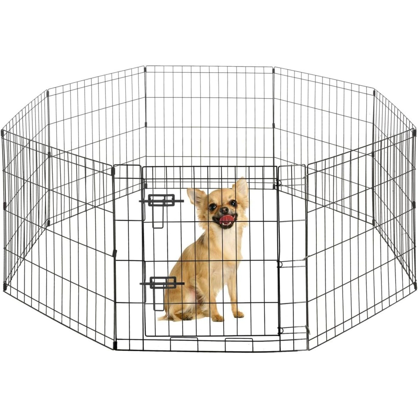 Dog Playpen 8 Panel Foldable Metal Pet Fence with Gate | Heavy-Duty Indoor Outdoor Exercise Pen for Small Dogs & Animals | Portable Kennel