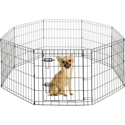 Dog Playpen 8 Panel Foldable Metal Pet Fence with Gate | Heavy-Duty Indoor Outdoor Exercise Pen for Small Dogs & Animals | Portable Kennel