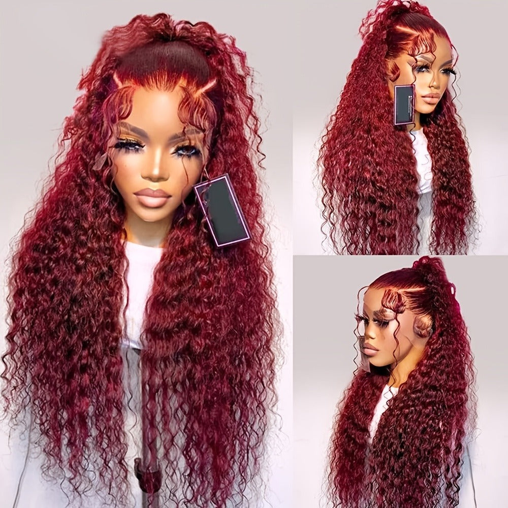 Lace Front Wig 24in Deep Curly Style with 13x4 Lace, 180% Density and Ginger Orange Color Choice