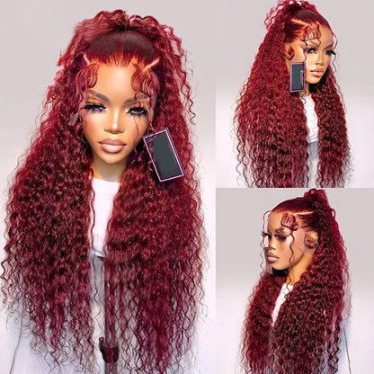 Lace Front Wig 24in Deep Curly Style with 13x4 Lace, 180% Density and Ginger Orange Color Choice