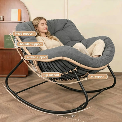 Rocking Chair, Egg Rocking Lounge Chair Papasan Recliner with Cushion - 38.6in Egg-Shaped shown in the main product view