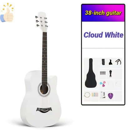 38-Inch Cutaway Acoustic Guitar Kit with Nylon Strings and Gig Bag shown in the Cloud White option
