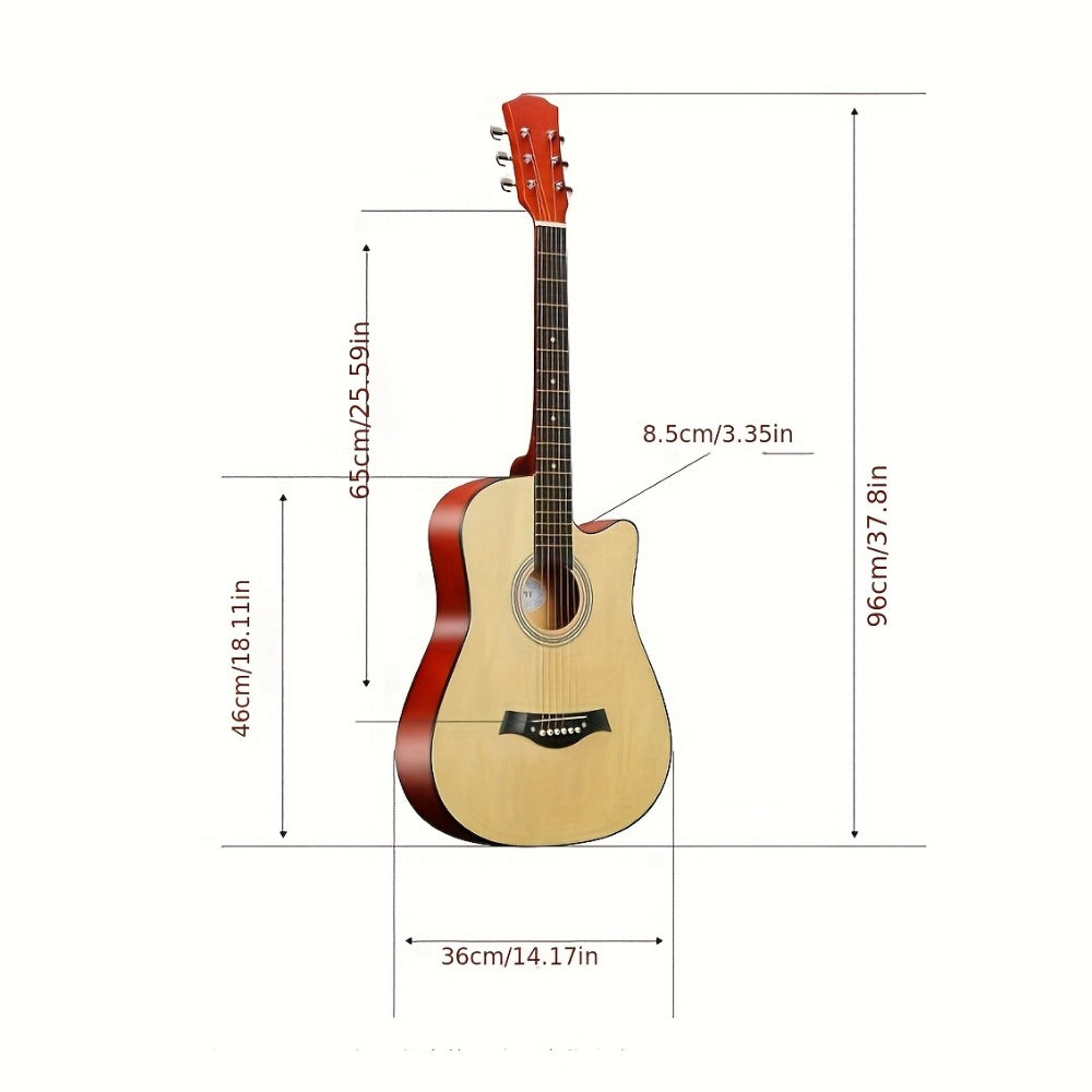 38-Inch Cutaway Acoustic Guitar Kit with Nylon Strings and Gig Bag detail image