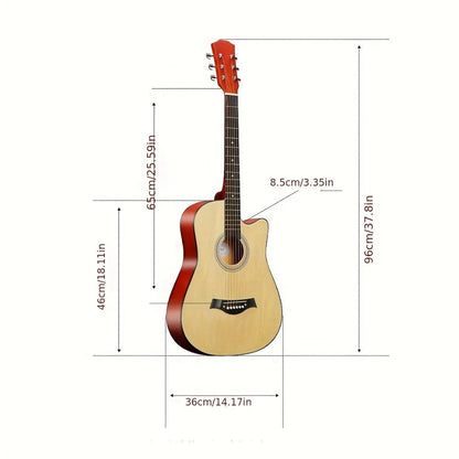 38-Inch Cutaway Acoustic Guitar Kit with Nylon Strings and Gig Bag detail image