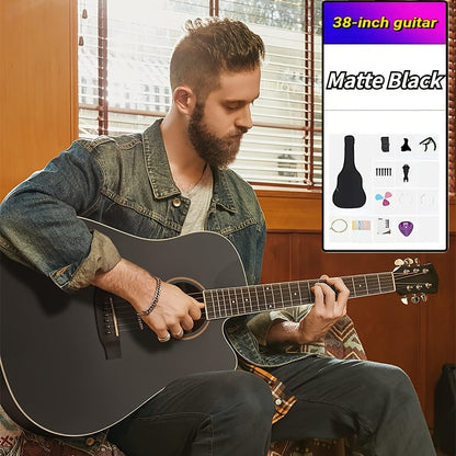 38-Inch Cutaway Acoustic Guitar Kit with Nylon Strings and Gig Bag shown in the Matt Black option