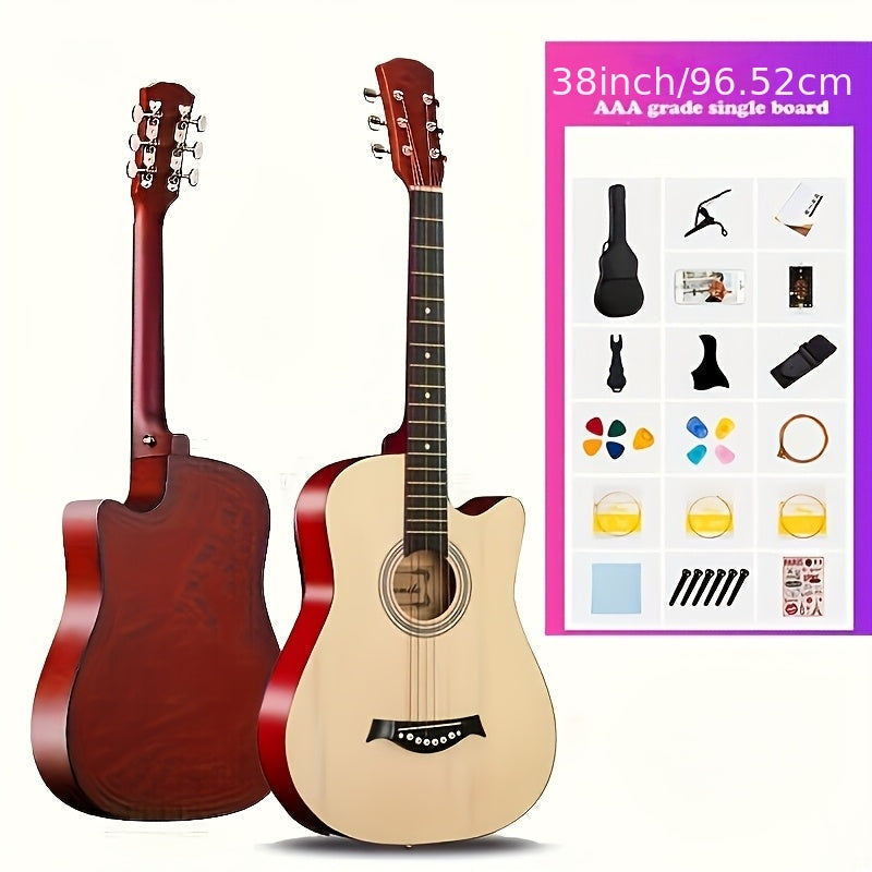 38-Inch Cutaway Acoustic Guitar Kit with Nylon Strings and Gig Bag shown in the Natural Wood Color option