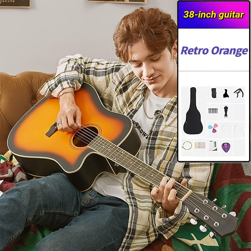 38-Inch Cutaway Acoustic Guitar Kit with Nylon Strings and Gig Bag shown in the Retro Orange option
