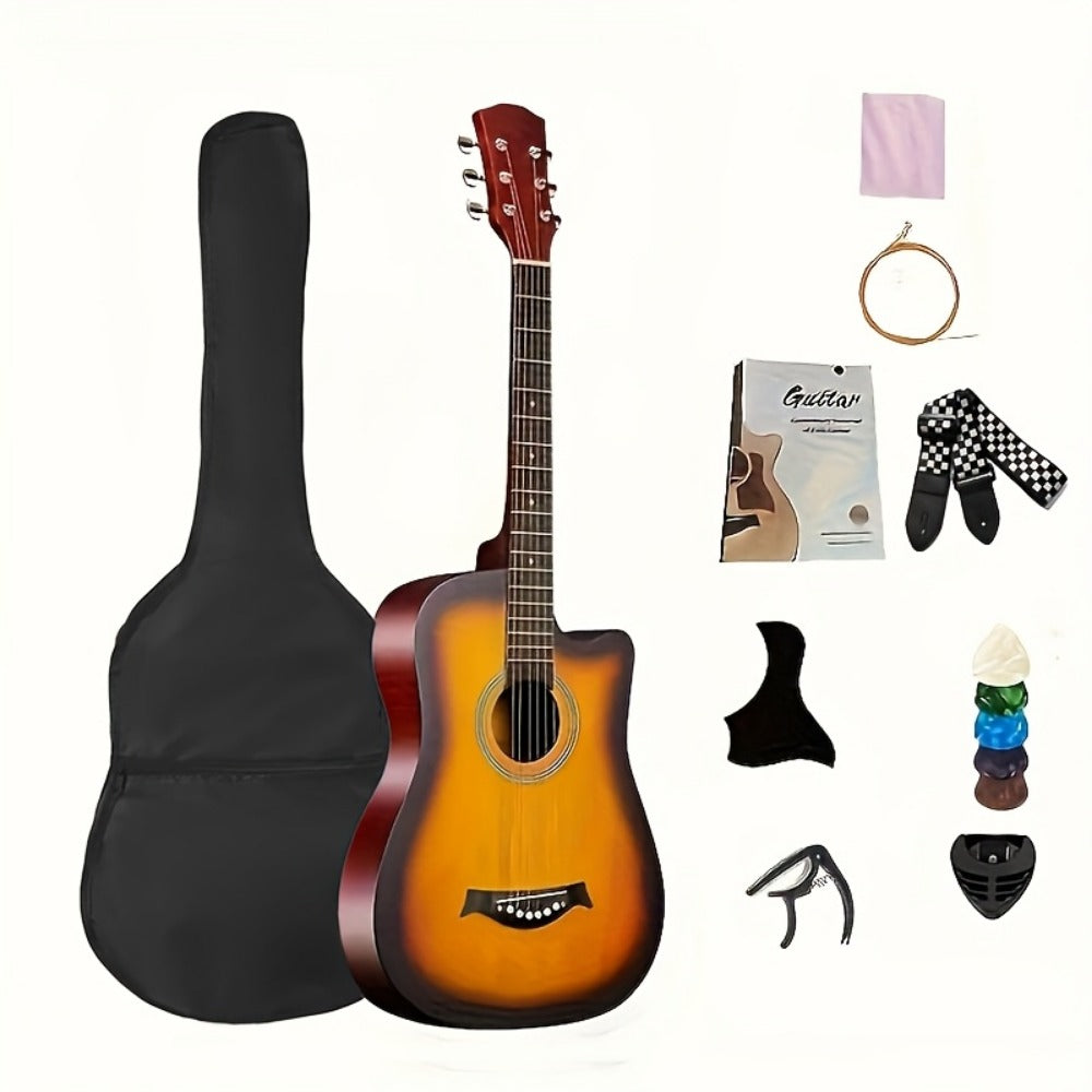 38-Inch Matte Acoustic Guitar Kit with Gig Bag and Accessories detail image - detail view 6
