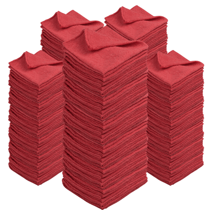 Cotton Shop Rags 12x14 Inch Absorbent Lint-Free Cleaning Towels Multipurpose Shop Towels for Automobile Garage Industry Home Red White Navy