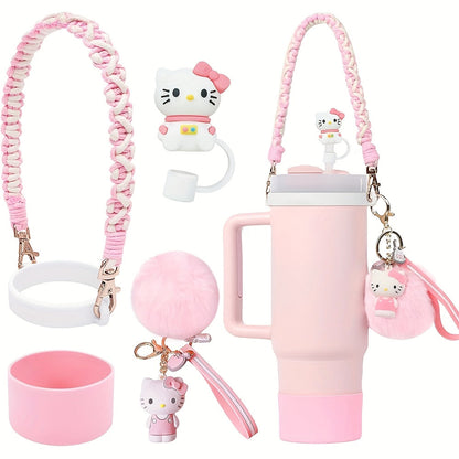 Kawaii Sanrio Tumbler Accessories Cup Sleeve & Silicone Boot Set – Compatible with 30 & 40 oz Tumblers, Hello Kitty Kuromi Cinnamoroll