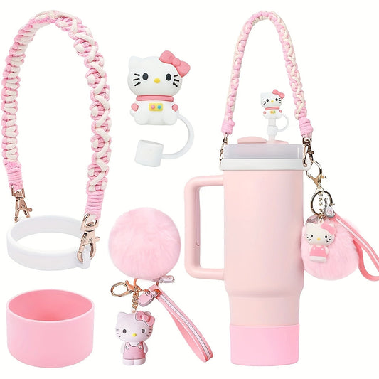 Kawaii Sanrio Tumbler Accessories Cup Sleeve & Silicone Boot Set – Compatible with 30 & 40 oz Tumblers, Hello Kitty Kuromi Cinnamoroll