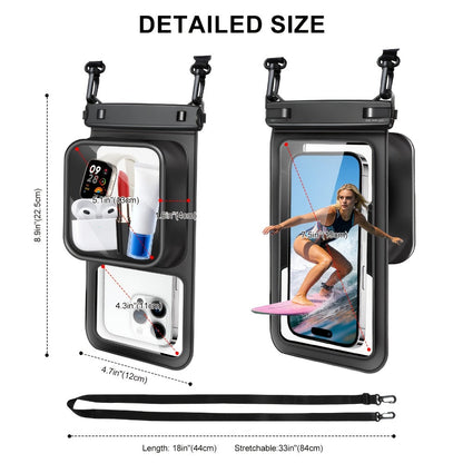 Phone Pouch 2 Pack Floating Dual Compartment Dry Bag for Camping, Travel and Outdoor Use, with the Listed Configuration