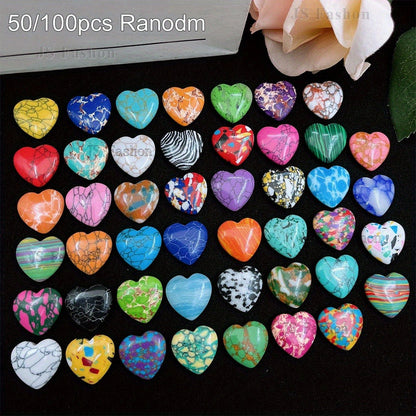 Heart Shaped Stones 50 100pcs Colorful Rainbow Natural Stone Hearts for DIY Jewelry Making Yoga Meditation Worry Stones Christmas Valentine