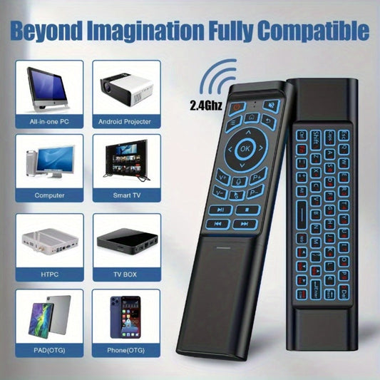 Mini Wireless Keyboard Remote Control Tri-Mode – Bluetooth & 2.4G Dual Channel, 7-Color Backlight