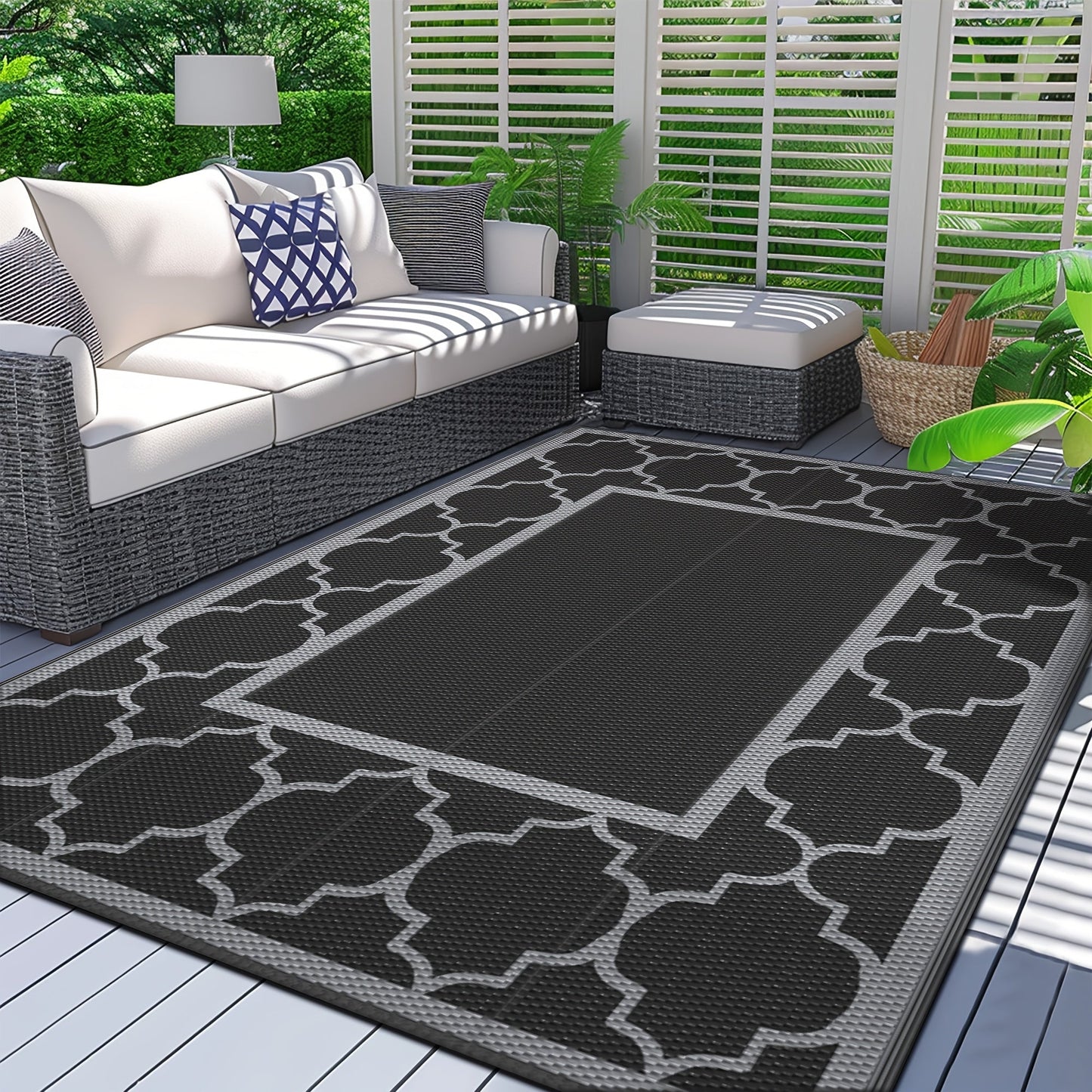 Outdoor Reversible Plastic Straw Rug for Patio Deck RV Camping – Waterproof UV-Resistant Lightweight Mat, Multiple Sizes & Colors