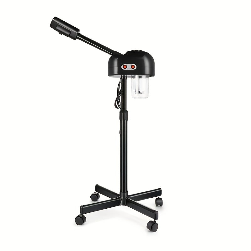 Standing Facial Steamer with Five-Wheel Rolling Base, Black or White Head and Adjustable 26.8–36.4-Inch Height