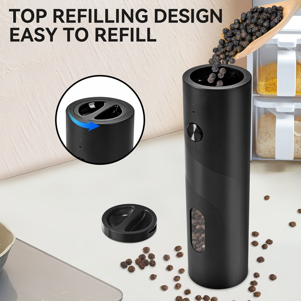 Electric Pepper Grinder Set USB-C Rechargeable with LED Light Ceramic Core Adjustable for Grilling, Camping and Outdoor Meals