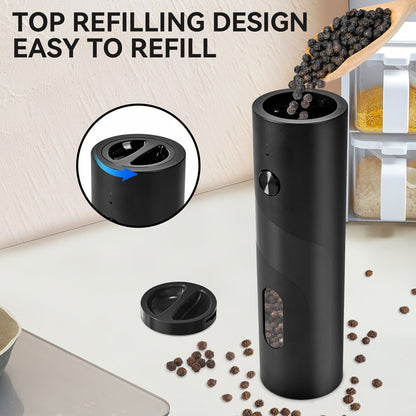 Electric Pepper Grinder Set USB-C Rechargeable with LED Light Ceramic Core Adjustable for Grilling, Camping and Outdoor Meals