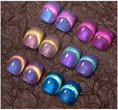 Gel Nail Polish 6-Piece 9D Aurora Magnetic Cat-Eye Set with Pearl-Shell Glitter Effect and UV/LED Soak-Off Cure