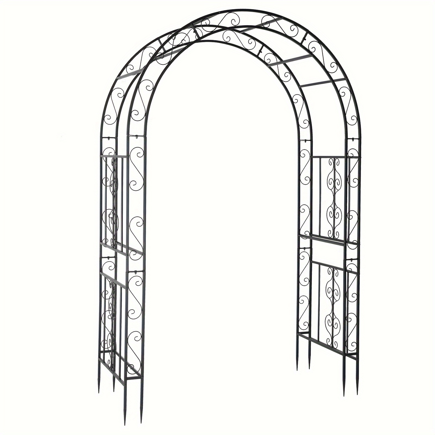 Wrought Iron Garden Arch 7ft Rose Trellis Multi-Style for Garden, Patio and Yard Use, with the Listed Configuration