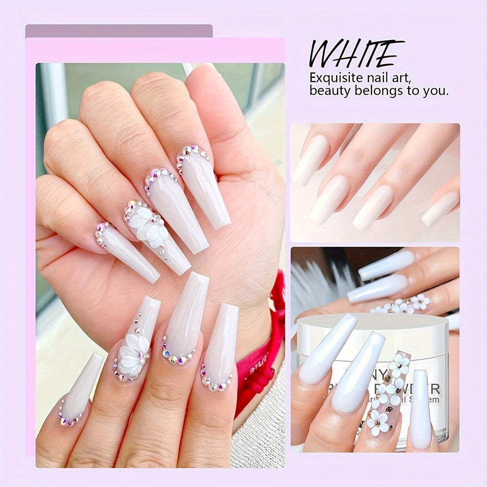 Clear Pink White Acrylic Nail Powder 4oz No Lamp Needed – Polymer Formula for Nail Extensions Sculpting 3D Nail Art Overlays Beginner