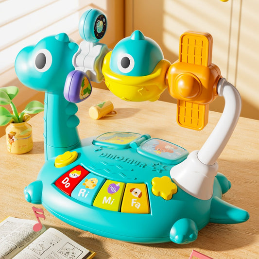 Dinosaur Piano Toy for Kids, Rotatable Smart Music Box with Space Theme, Mini Electronic Musical Instrument for Toddlers