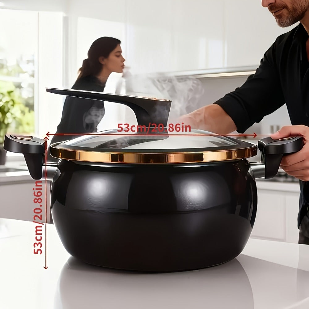 Non-Stick Soup Pot with Twist-Lock Handle | Large Capacity Stew Pot Compatible with Gas Stove Induction Cooker Open Fire | Multi-Function