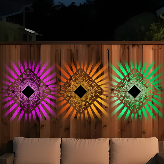 Solar Fence Lights Outdoor – Metal Step Wall Light for Garden Pillar Patio Courtyard Multicolor & Warm LED Decor
